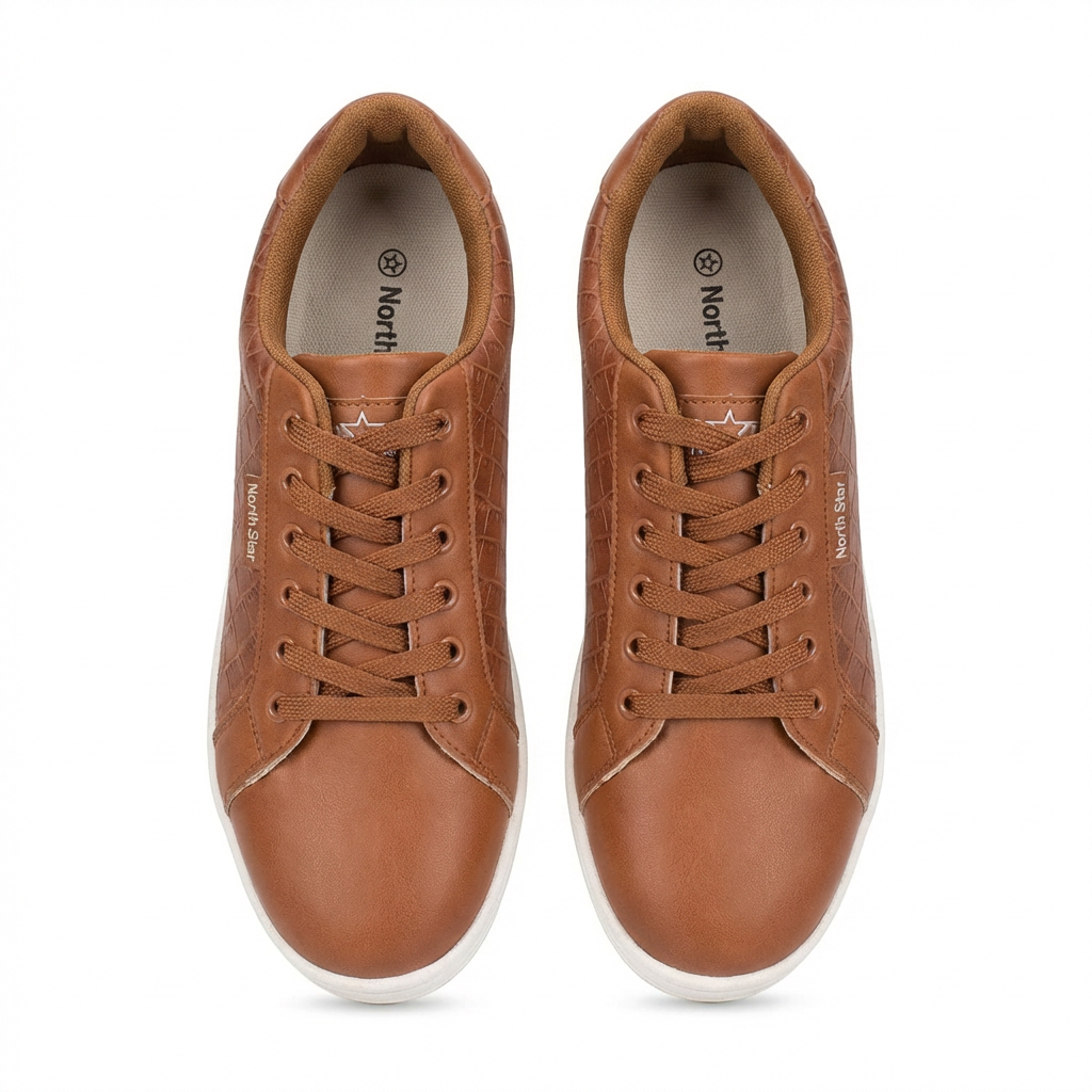 Men’s Brown Casual Lace-Up Sneakers – Premium Leather Style Comfort Shoes