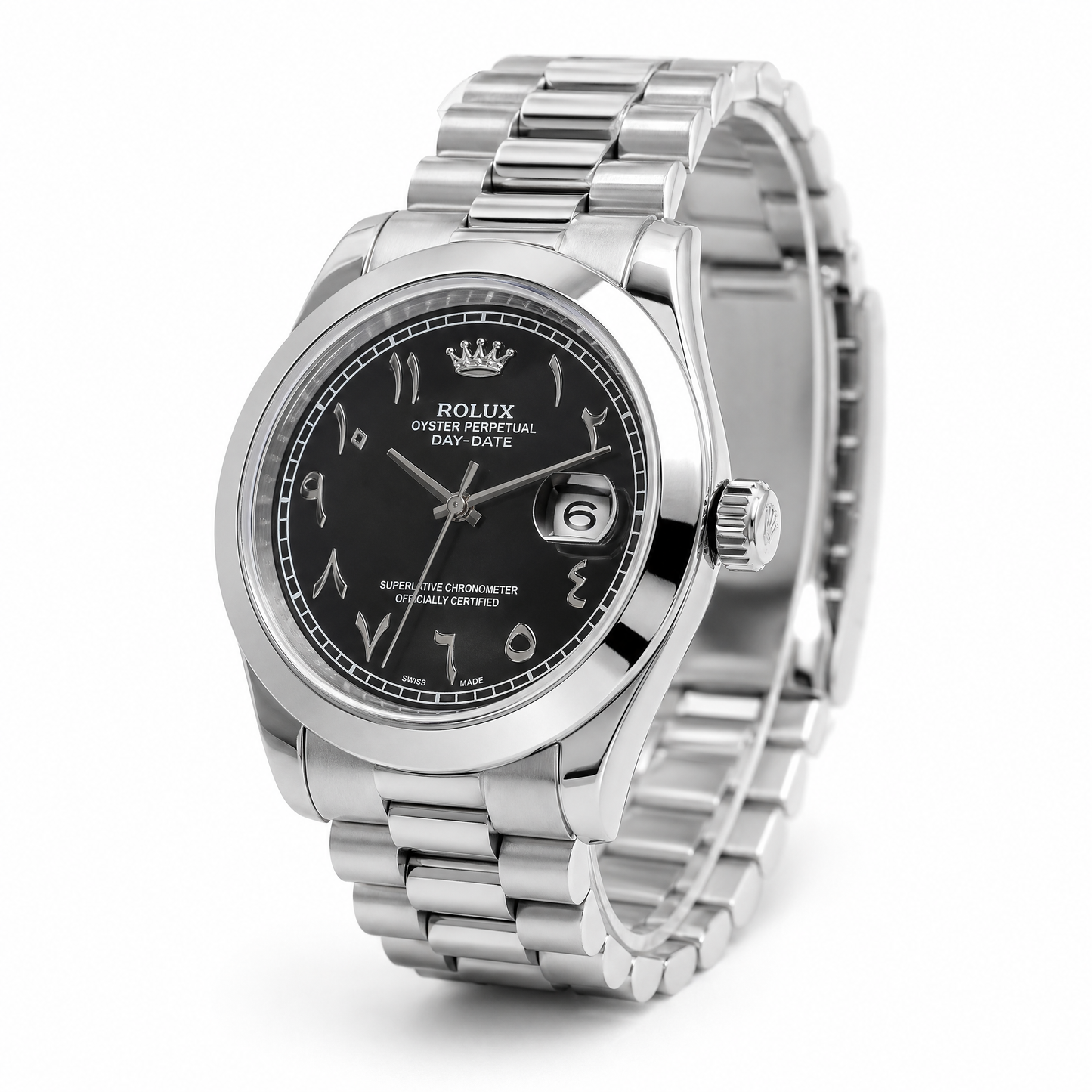 Luxury Stainless Steel Day-Date Watch β Elegant & Timeless Design