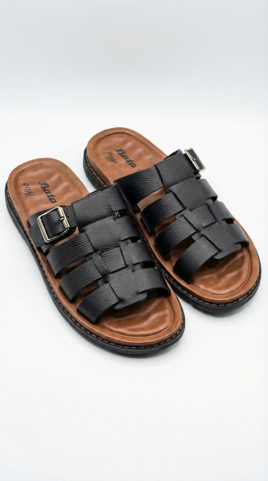 Men’s Premium Black Multi-Strap Comfort Sandals with Adjustable Buckle