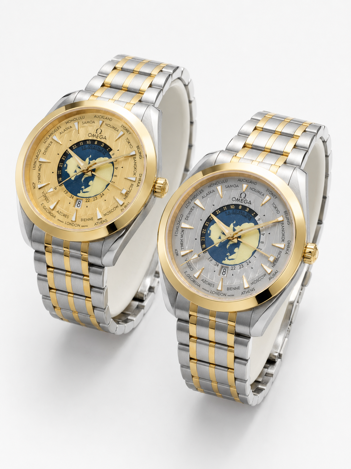 Luxury World Map Dual-Tone Watch – Premium Stainless Steel Global Timepiece
