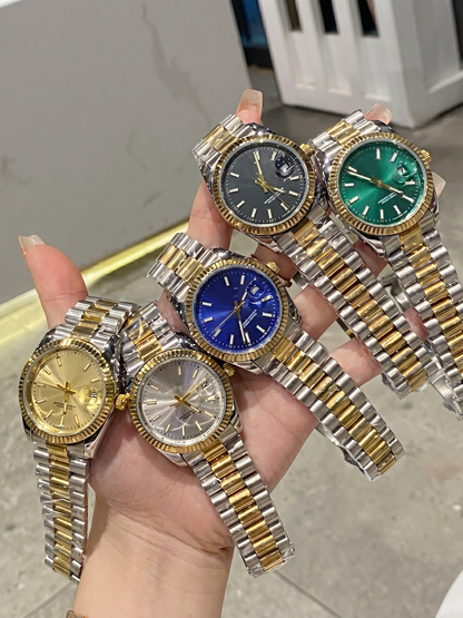 Luxury Men's Analog Quartz Watches – Stainless Steel Chain Strap | Multi-Color Dial Wrist Watches for Men