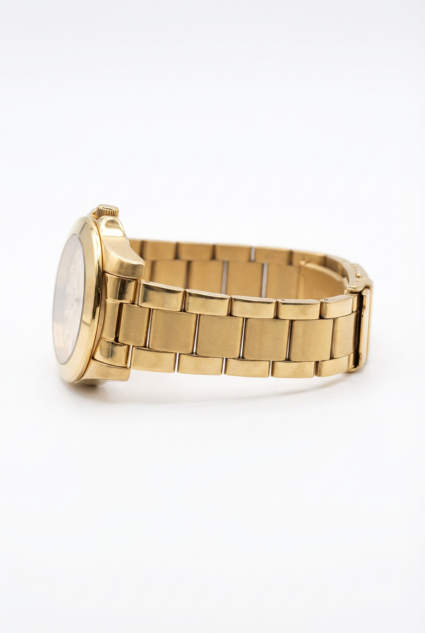 4-ONE COLLECTION Luxury Men's Gold Watch - Premium Stainless Steel Chain - Analog Quartz Gold Dial Wristwatch for Men