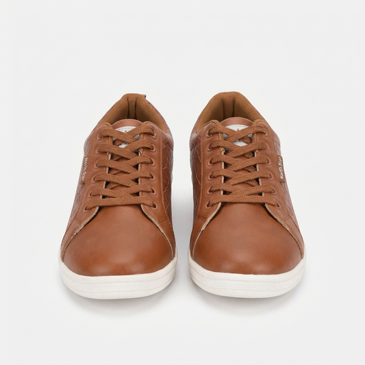 Men’s Brown Casual Lace-Up Sneakers – Premium Leather Style Comfort Shoes