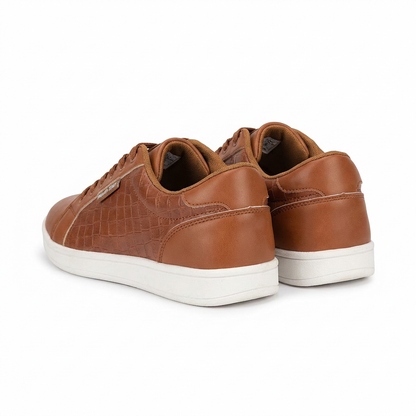 Men’s Brown Casual Lace-Up Sneakers – Premium Leather Style Comfort Shoes