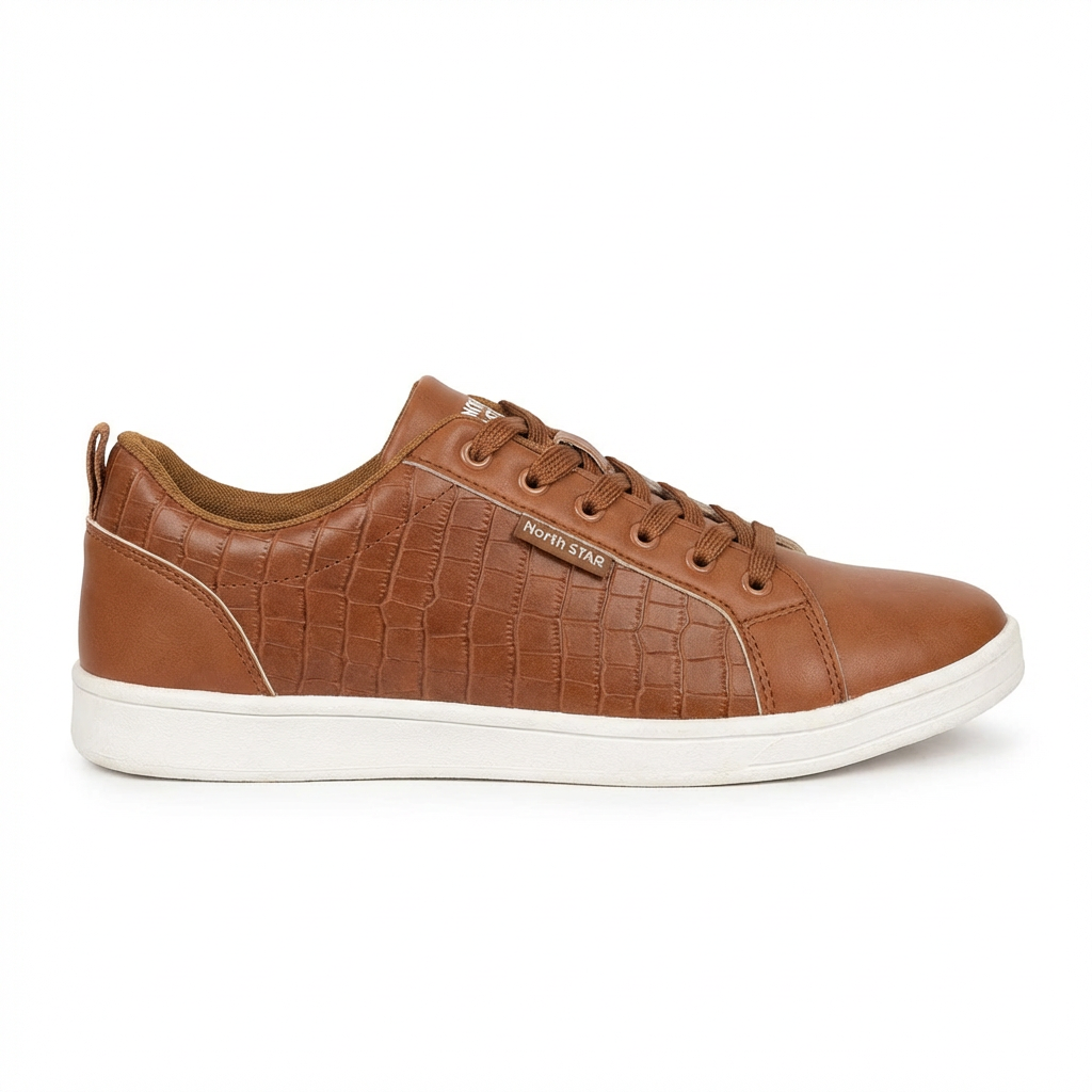 Men’s Brown Casual Lace-Up Sneakers – Premium Leather Style Comfort Shoes