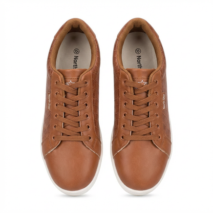 Men’s Brown Casual Lace-Up Sneakers – Premium Leather Style Comfort Shoes