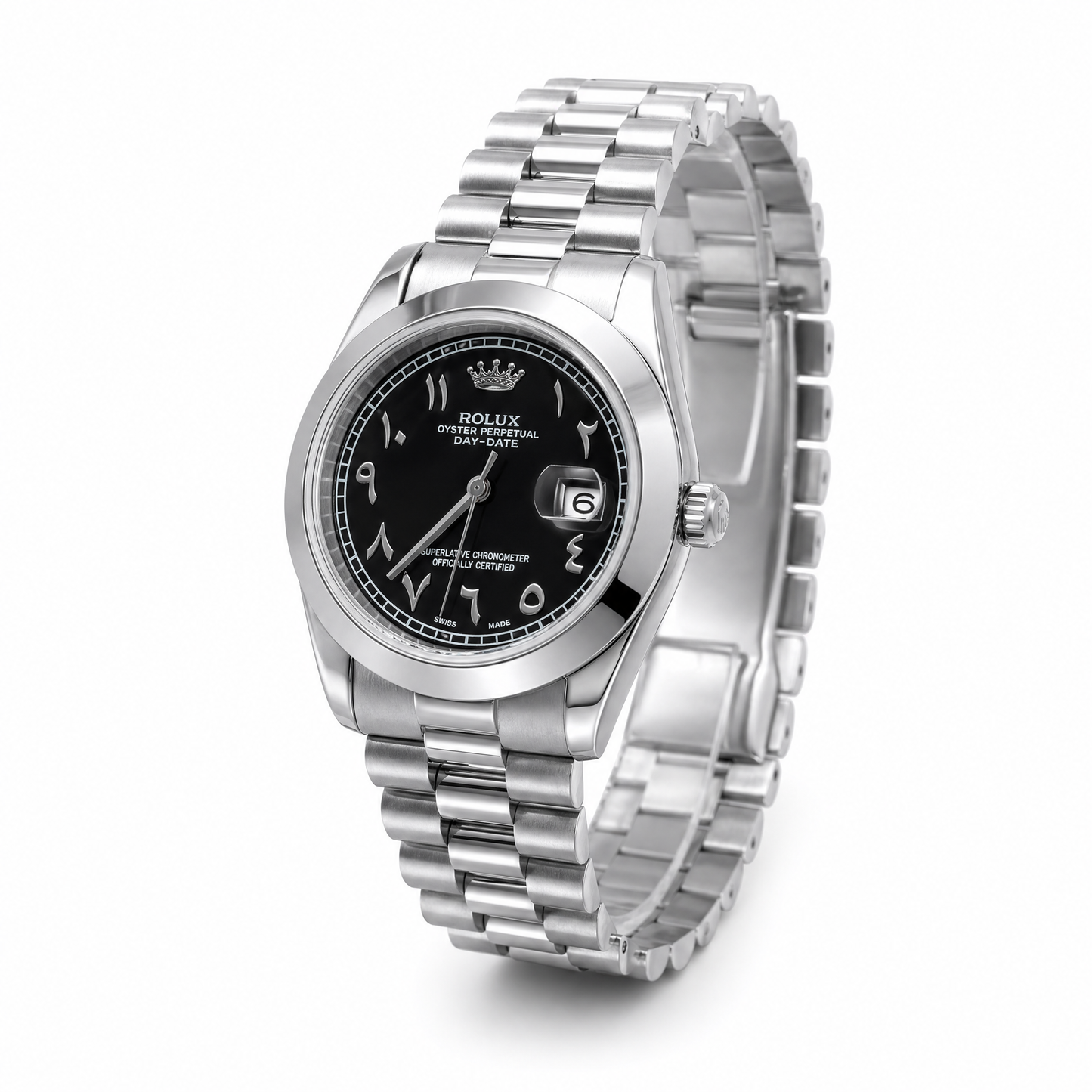 Luxury Stainless Steel Day-Date Watch – Elegant & Timeless Design
