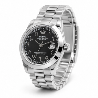 Luxury Stainless Steel Day-Date Watch – Elegant & Timeless Design