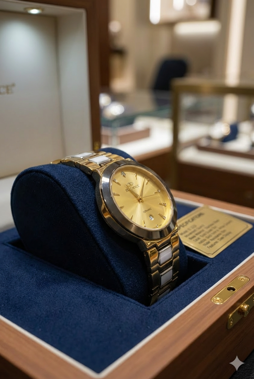 Elegance Men’s Luxury Quartz Watch - Gold Sunburn Dial with Date Display