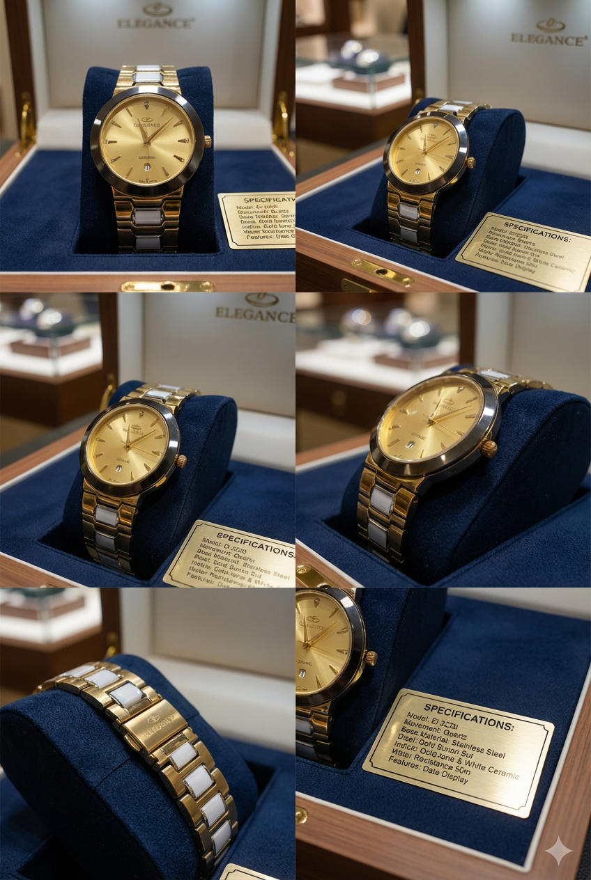 Elegance Men’s Luxury Quartz Watch - Gold Sunburn Dial with Date Display