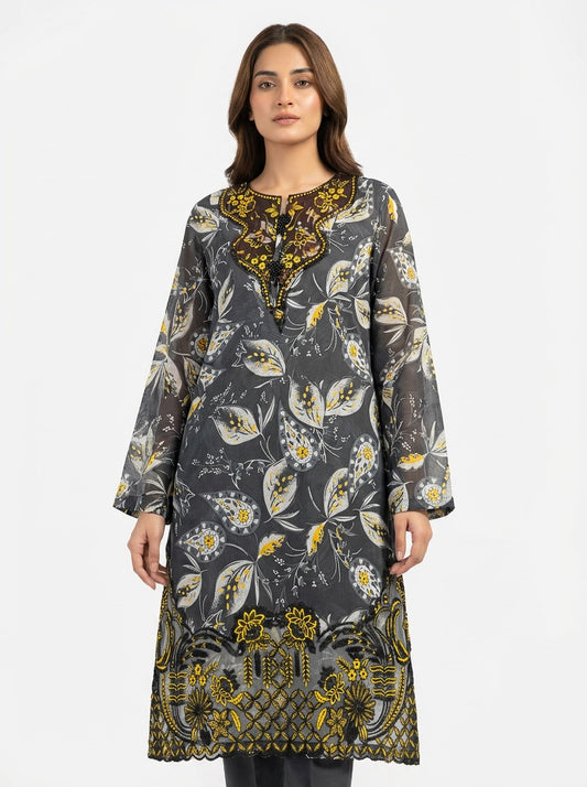 Luxury Women’s 3-Piece Printed & Embroidered Suit | Black & Yellow Ethnic Wear |stitched Collection