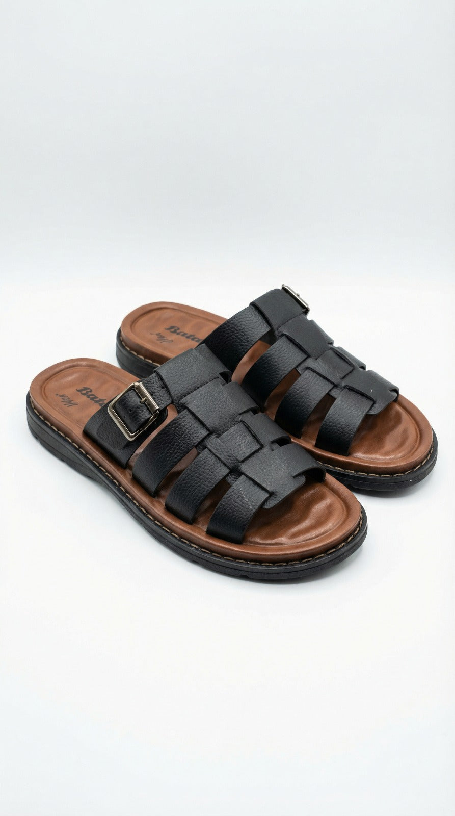 Men’s Premium Black Multi-Strap Comfort Sandals with Adjustable Buckle