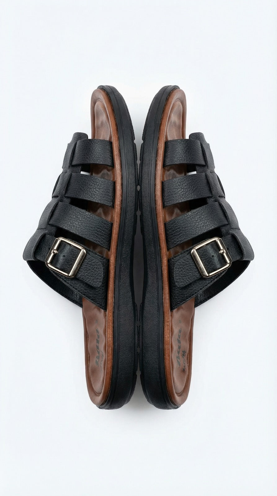 Men’s Premium Black Multi-Strap Comfort Sandals with Adjustable Buckle
