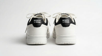 North Star Men’s White & Black Casual Sneakers – Lightweight Lace-Up Everyday Walking Shoes
