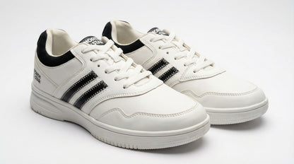 North Star Men’s White & Black Casual Sneakers – Lightweight Lace-Up Everyday Walking Shoes