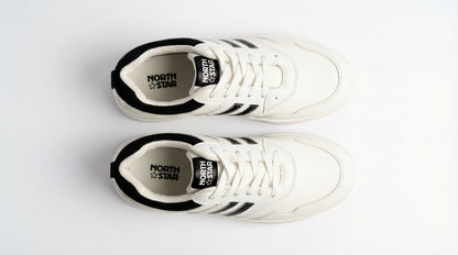 North Star Men’s White & Black Casual Sneakers – Lightweight Lace-Up Everyday Walking Shoes
