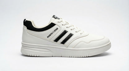 North Star Men’s White & Black Casual Sneakers – Lightweight Lace-Up Everyday Walking Shoes