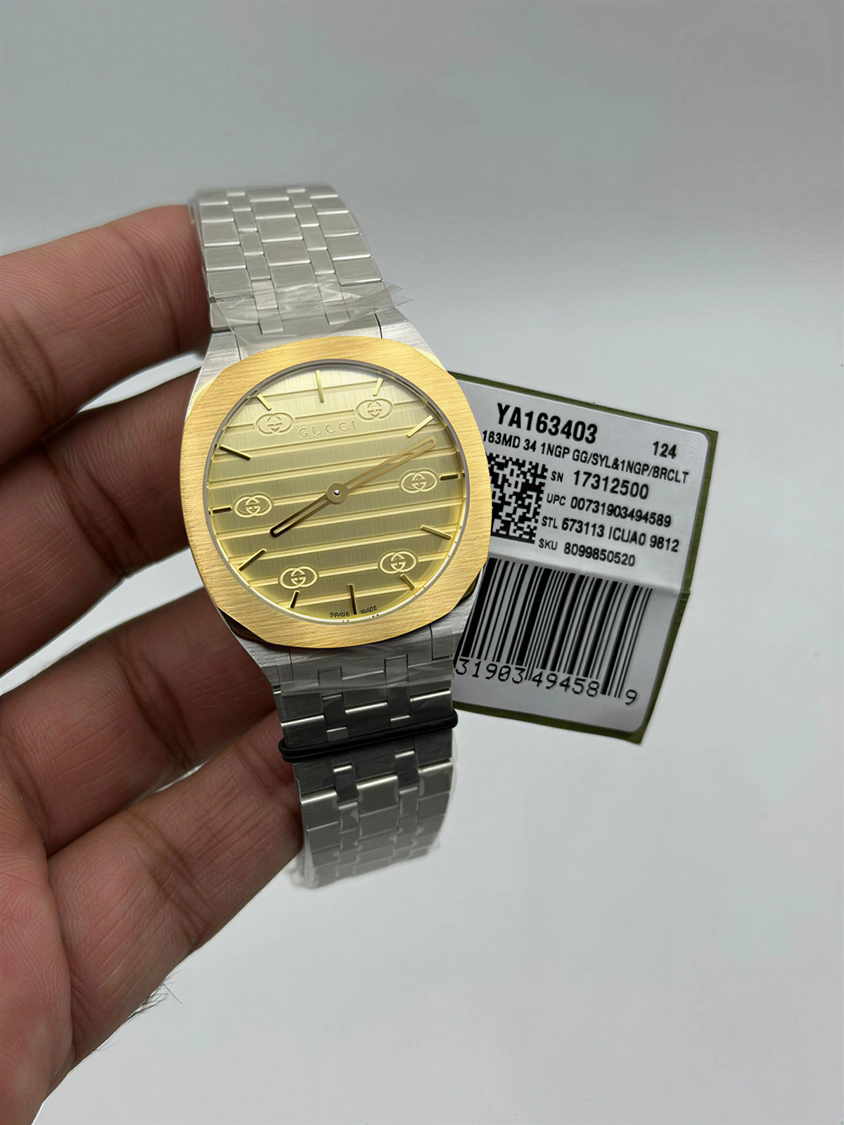 Luxury Two-Tone Men's Watch – Gold Bezel & Silver Stainless Steel Chain – Slim Analog Quartz Wristwatch for Men