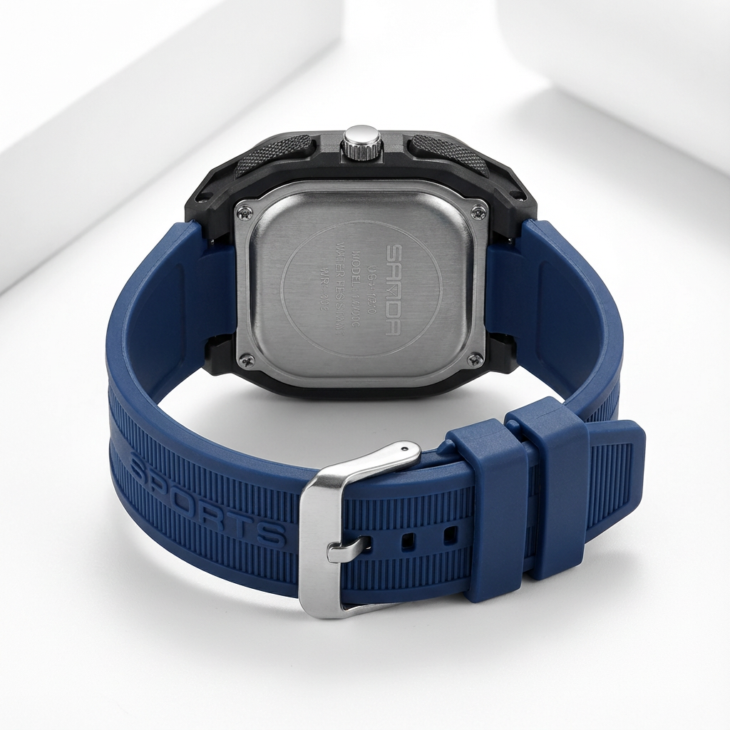 SANDA Fashion Square Case Sport Watch for Men - Luminous Hands & LED Backlight - Water Resistant Chronograph