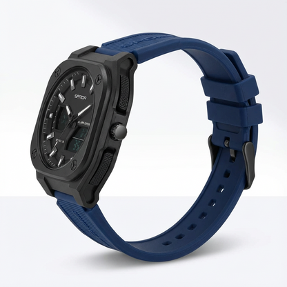 SANDA Fashion Square Case Sport Watch for Men - Luminous Hands & LED Backlight - Water Resistant Chronograph