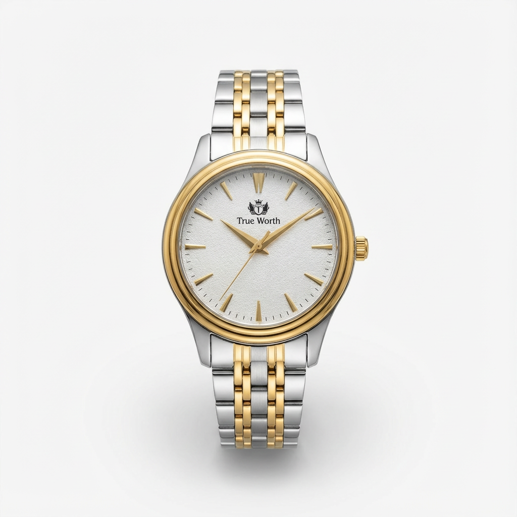 True Worth Luxury Two-Tone Men’s Quartz Watch - Gold & Silver Stainless Steel