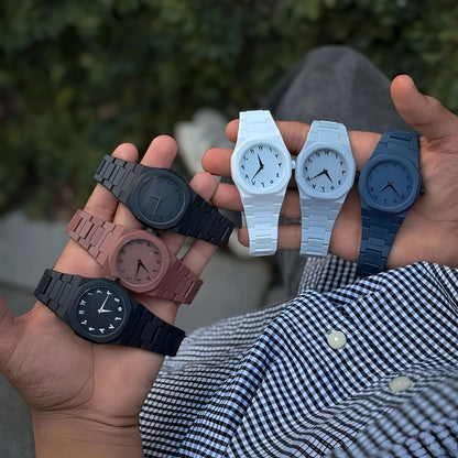 (Luxury/Lifestyle): The Aura Collection: Modern Arabic Dial Watch with Premium Matte Integrated Strap