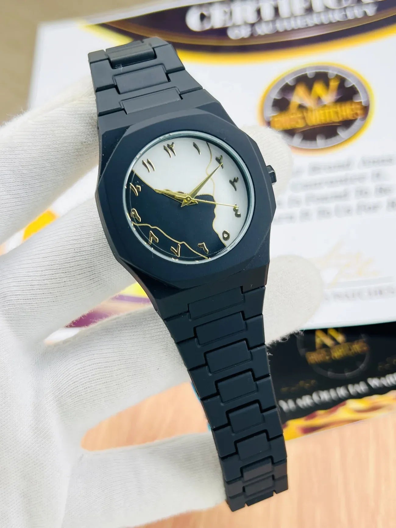 (Luxury/Lifestyle): The Aura Collection: Modern Arabic Dial Watch with Premium Matte Integrated Strap
