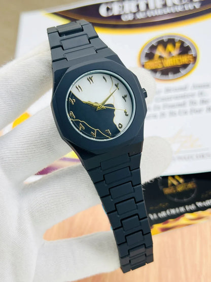 (Luxury/Lifestyle): The Aura Collection: Modern Arabic Dial Watch with Premium Matte Integrated Strap