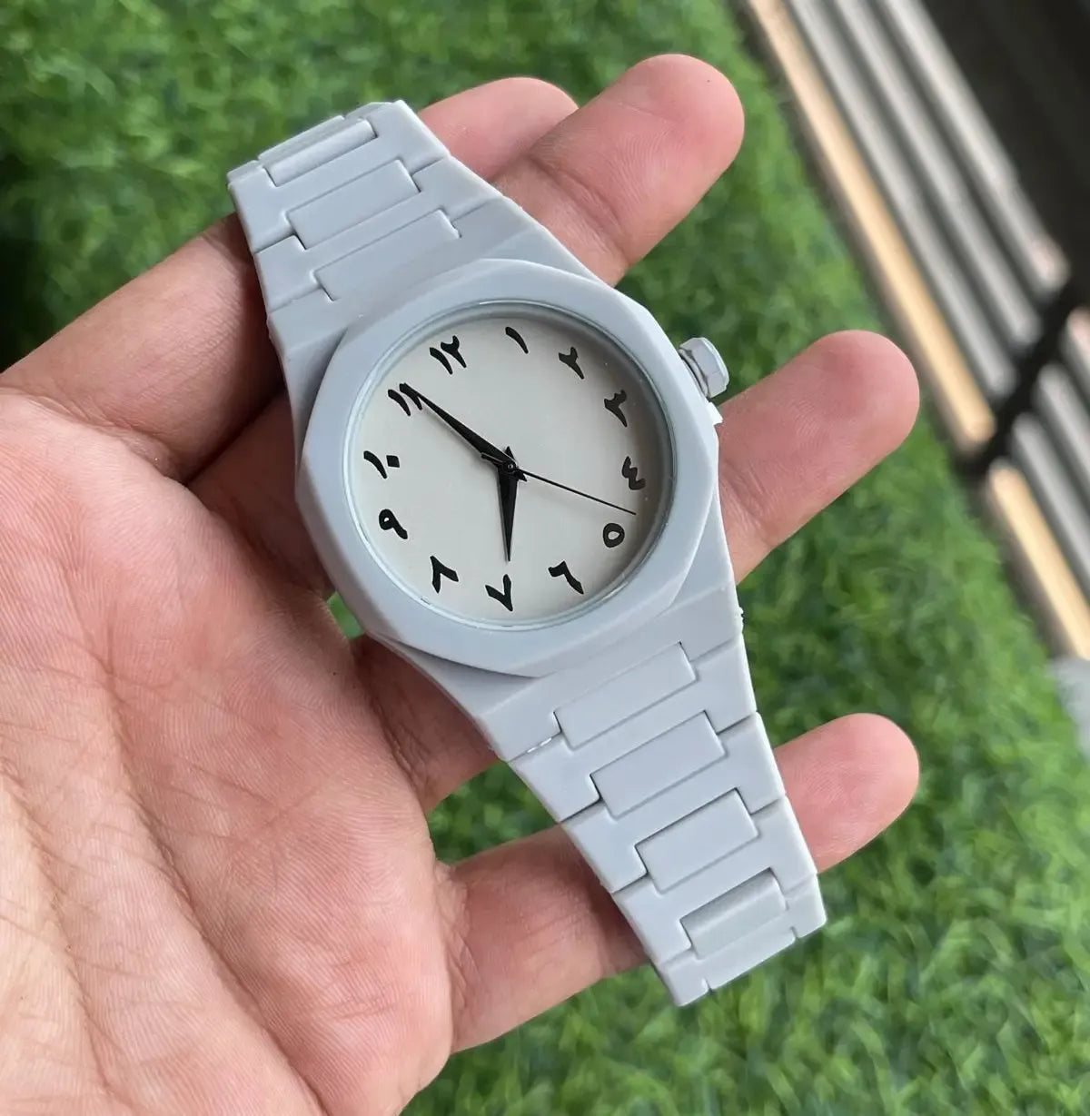 (Luxury/Lifestyle): The Aura Collection: Modern Arabic Dial Watch with Premium Matte Integrated Strap