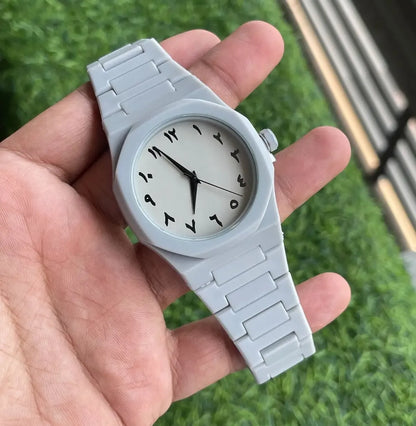 (Luxury/Lifestyle): The Aura Collection: Modern Arabic Dial Watch with Premium Matte Integrated Strap