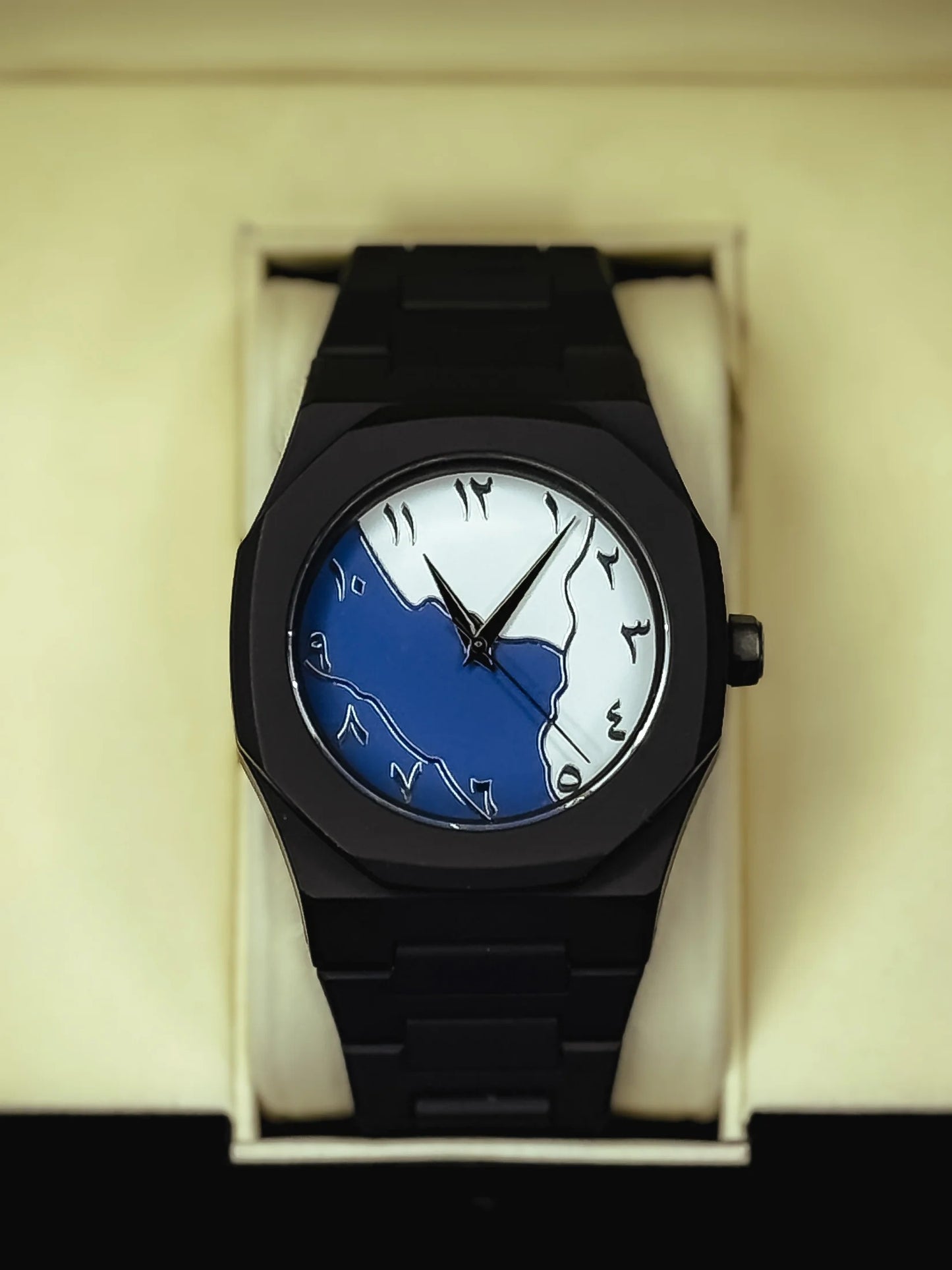 (Luxury/Lifestyle): The Aura Collection: Modern Arabic Dial Watch with Premium Matte Integrated Strap