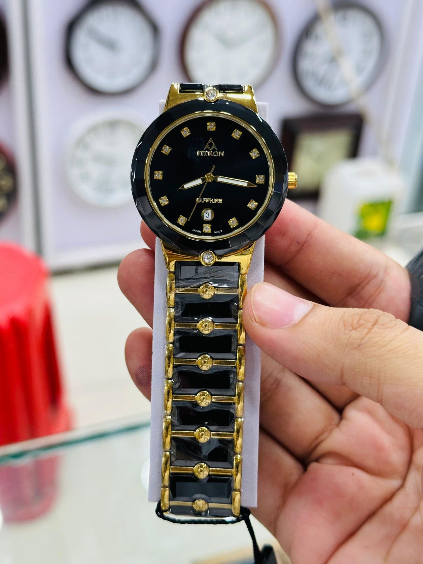 Men’s Two-Tone Gold & Silver Watch with Sapphire Dial & Diamond Hour Markers