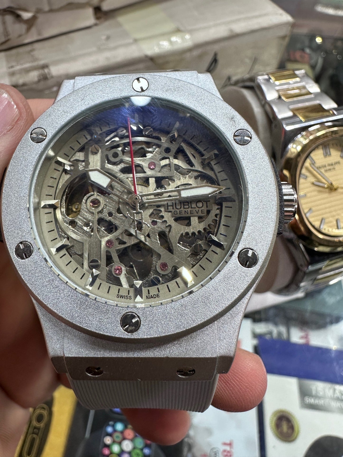 Luxury Skeleton Dial Men's Watch – Stainless Steel Strap | Analog Quartz Wristwatch for Men – Silver Edition