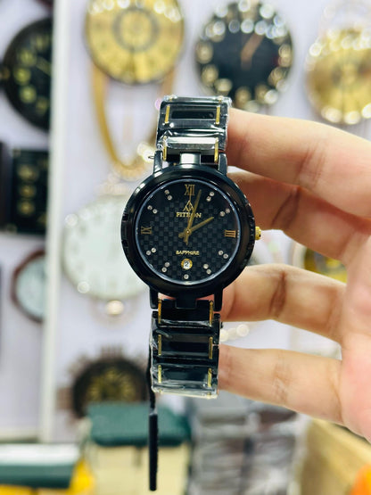 Men’s Two-Tone Gold & Silver Watch with Sapphire Dial & Diamond Hour Markers