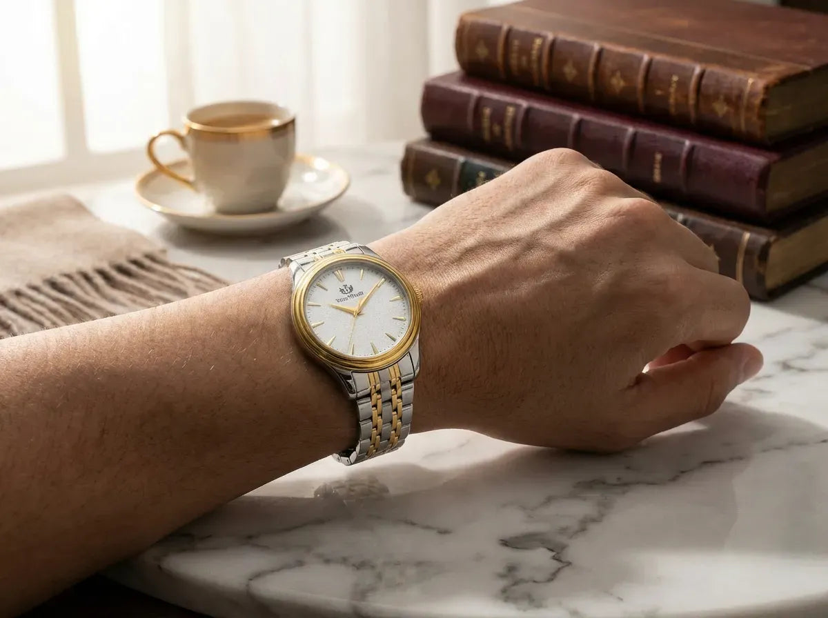 True Worth Luxury Two-Tone Men’s Quartz Watch - Gold & Silver Stainless Steel