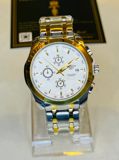 Luxury Gold & Silver Chronograph Watch – Stainless Steel Premium Men’s Watch
