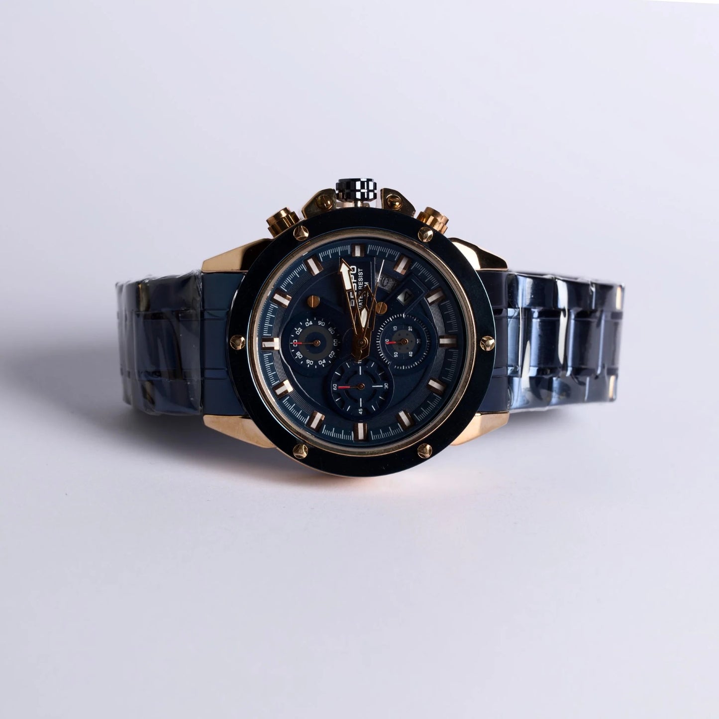 Theodore Luxury Chronograph Watch – Black & Rose Gold Stainless Steel Men’s Watch