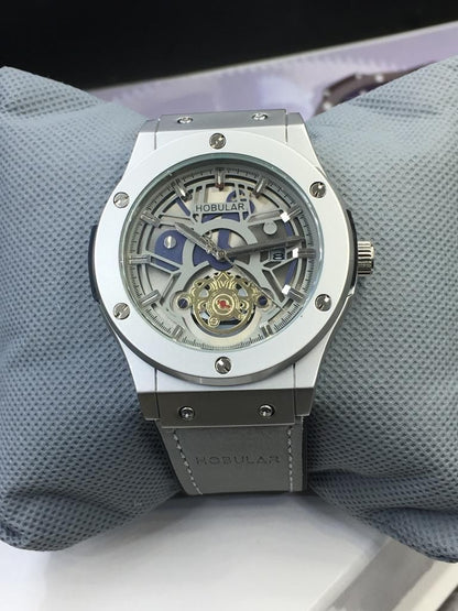 Luxury Skeleton Dial Men's Watch – Stainless Steel Strap | Analog Quartz Wristwatch for Men – Silver Edition