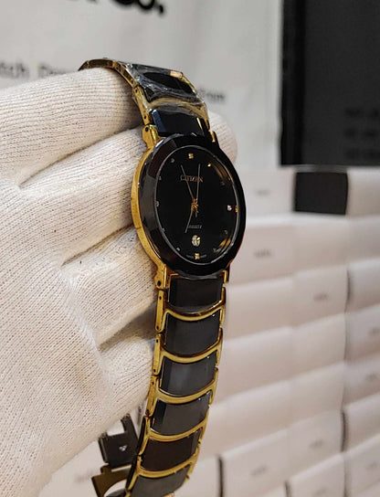 Men’s Two-Tone Gold & Silver Watch with Sapphire Dial & Diamond Hour Markers