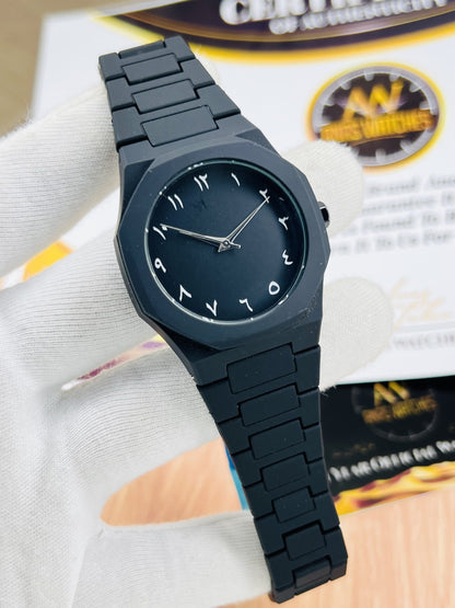 Luxury Matte Black Minimalist Steel Watch – Premium Designer Timepiece for Men