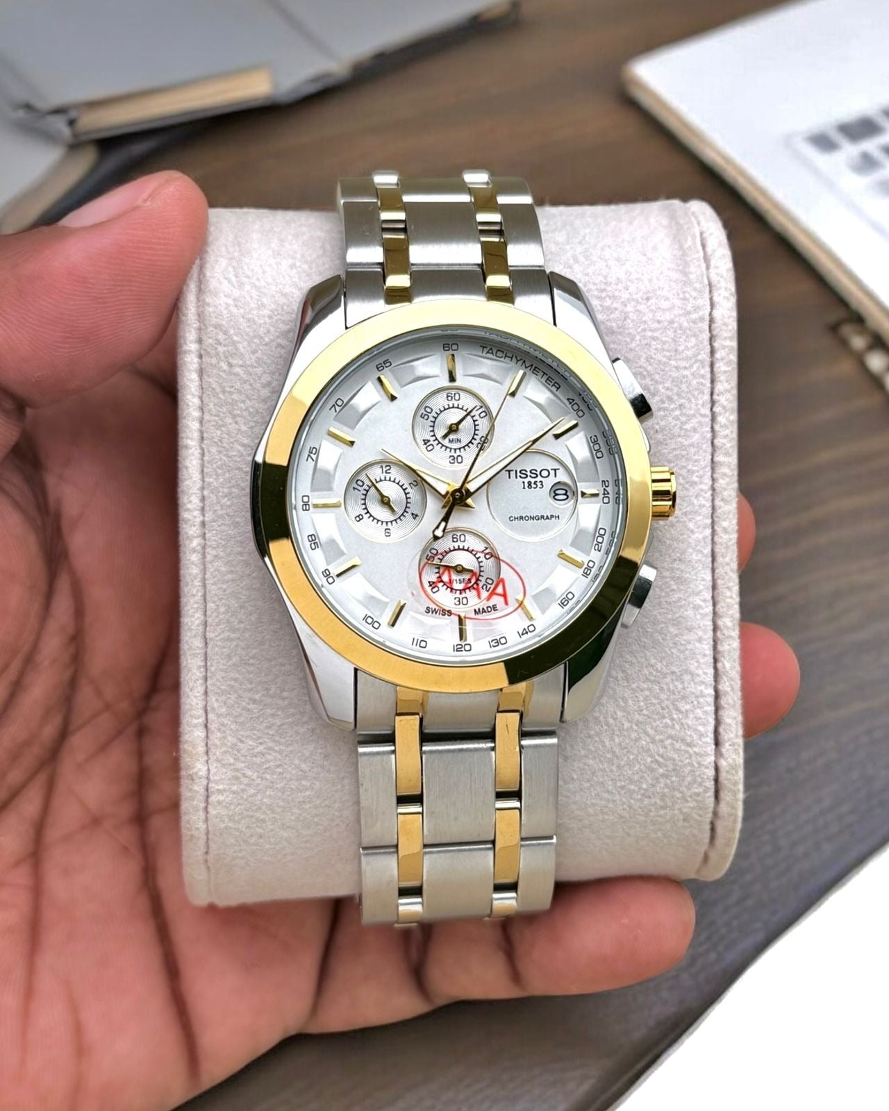 Luxury Gold & Silver Chronograph Watch – Stainless Steel Premium Men’s Watch