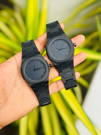 Luxury Matte Black Minimalist Steel Watch – Premium Designer Timepiece for Men