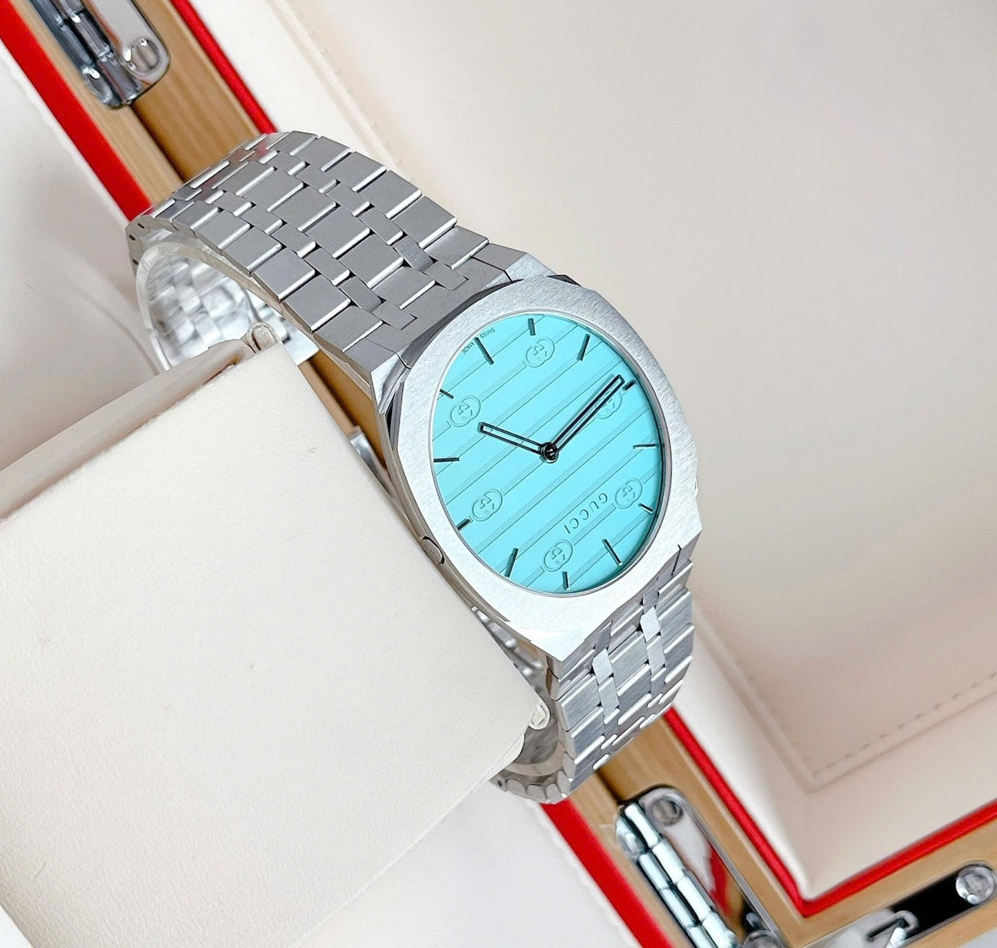 Luxury Stainless Steel Watch – Turquoise Dial Minimalist Designer Style