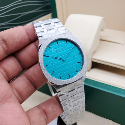 Luxury Stainless Steel Watch – Turquoise Dial Minimalist Designer Style