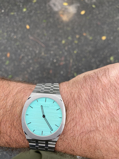 Luxury Stainless Steel Watch – Turquoise Dial Minimalist Designer Style