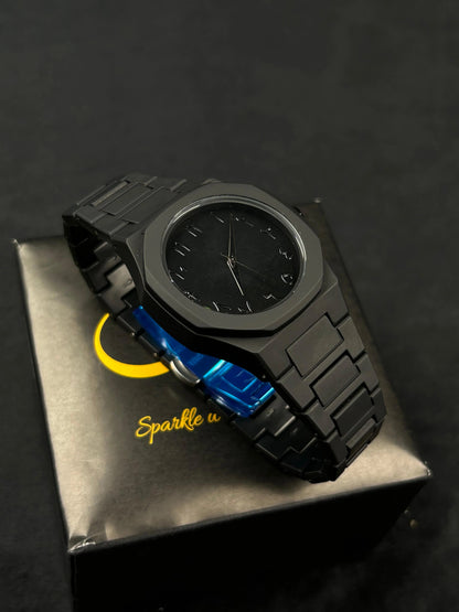 Luxury Matte Black Minimalist Steel Watch – Premium Designer Timepiece for Men