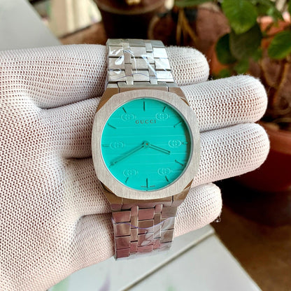 Luxury Stainless Steel Watch – Turquoise Dial Minimalist Designer Style