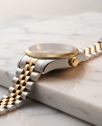 🕰️ PROKING Two-Tone Luxury Men's Wrist Watch – Gold & Silver Stainless Steel, Date Display, Diamond Markers, Water Resistant