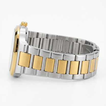 Success Way Luxury Square Two-Tone Men’s Watch - Gold & Silver Stainless Steel - Water Resistant - Date Display