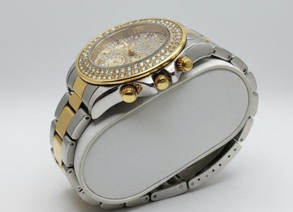 Luxury Diamond Bezel Chronograph Watch - Two-Tone Stainless Steel Men's Timepiece